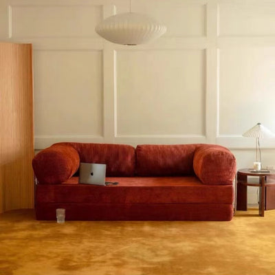 Maillard retro style corduroy living room small apartment medieval foldable lazy fabric sofa bed combination