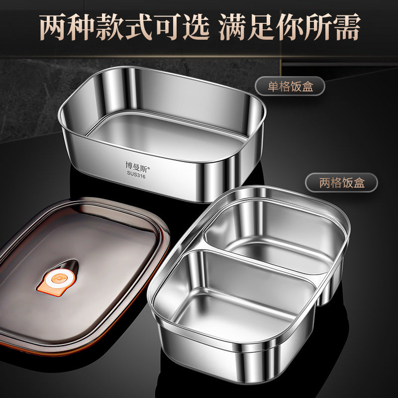 316 stainless steel micro-vacuum crisper lunch box large-capacity office worker bento box student portable lunch box set