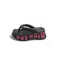New women's platform flip-flops: summer outdoor wear, korean style, trendy home slippers, soft sole, letter eva sandals