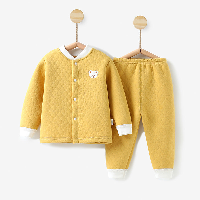 Baby heattechsuitfall and winterpure cotton male baby autumn clothing female baby intimatesspring & fallthickenedcardigan autumn clothes and autumn pants