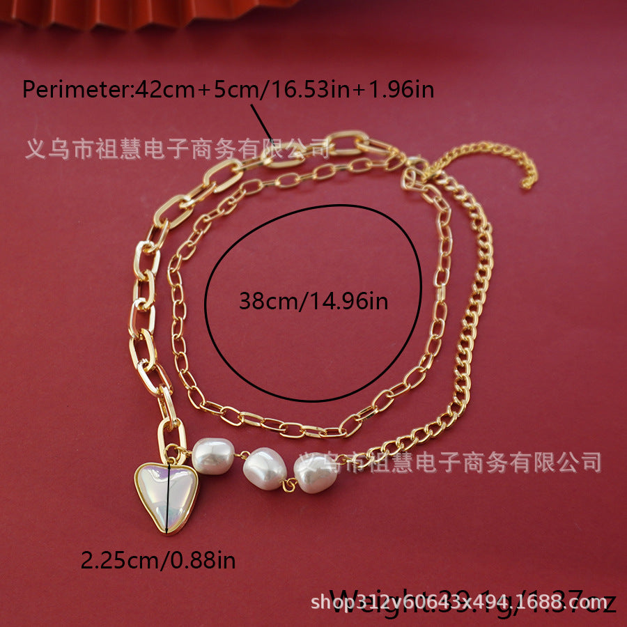 Faux pearl long drawstring necklace, baroque style necklace, 3-in-1 unique pearl necklace, simple choker
