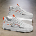 Men's spring breathable mesh sneakers - trendy, versatile casual skate shoes with lace-up closure, soft sole, and a stylish white design for students