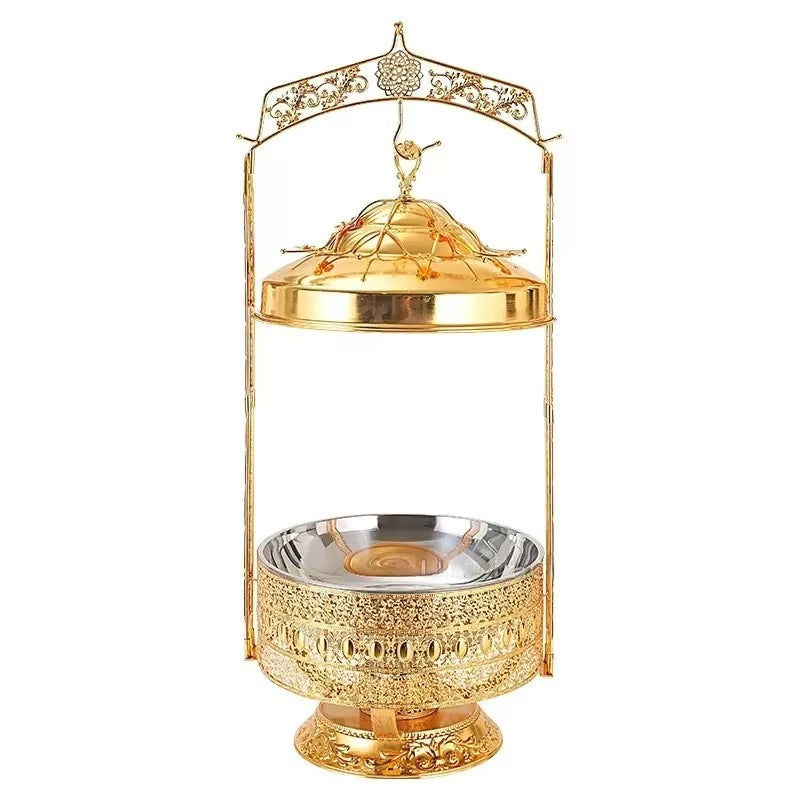 Luxury stainless steel gold buffet warming tableware, hotel restaurant commercial buffet stove - in stock