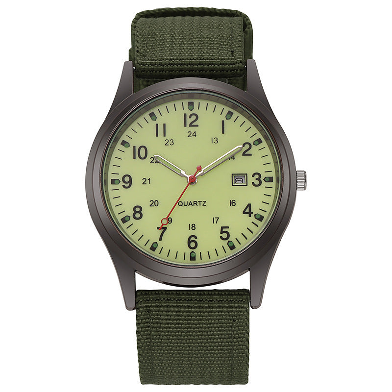 New canvas watch for men - casual, stylish, gift-worthy, military-inspired, with date display - perfect for students and sports - quartz movement