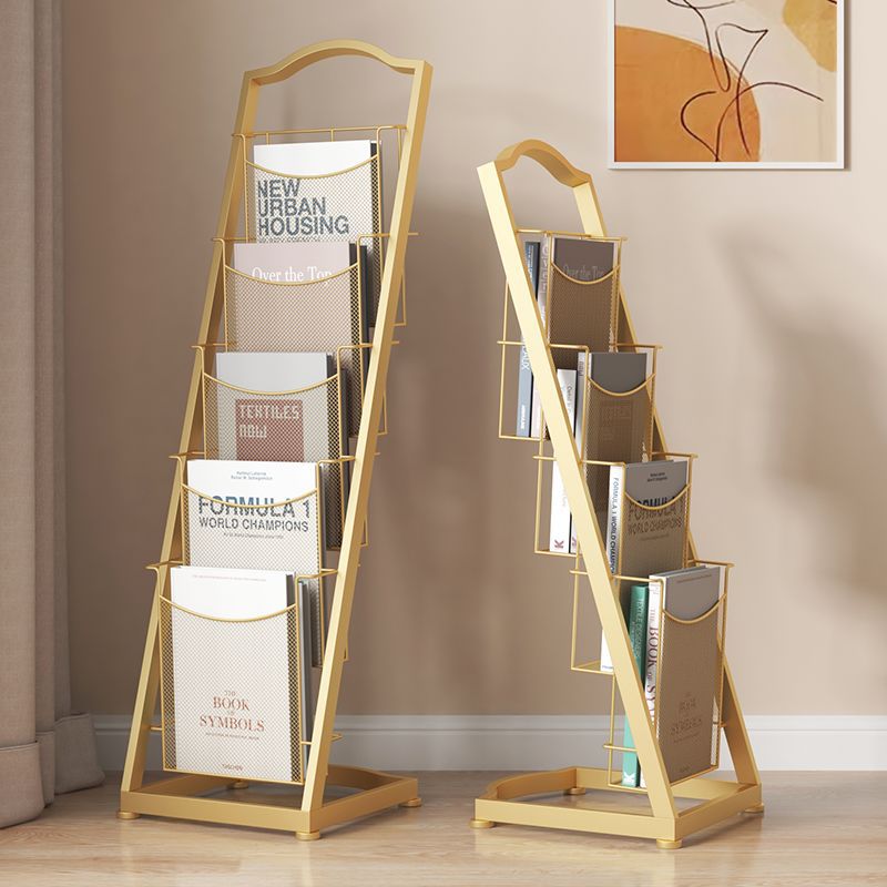 Minimalist multi-tier magazine rack display stand - freestanding bookshelf organizer for newspapers, magazines, and storage