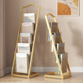 Minimalist multi-tier magazine rack display stand - freestanding bookshelf organizer for newspapers, magazines, and storage