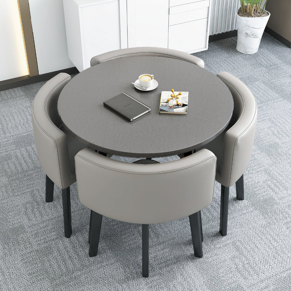 Collapsible dining table for home, small apartment, apartment, restaurant, shopfront negotiation table and chair set, reception round table