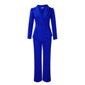 D549  women's  fall/winter new fashion suit collar long sleeve top & wide leg pants two-piece set