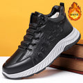 2025 winter men's new collection: fleece-lined, extra-thick casual sneakers, cotton shoes, non-slip, warm, leather upper, chunky sole, dad shoes