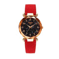 New wholesale women's watches, fashionable and trendy digital face ladies' student starry sky dial quartz wristwatch with leather strap