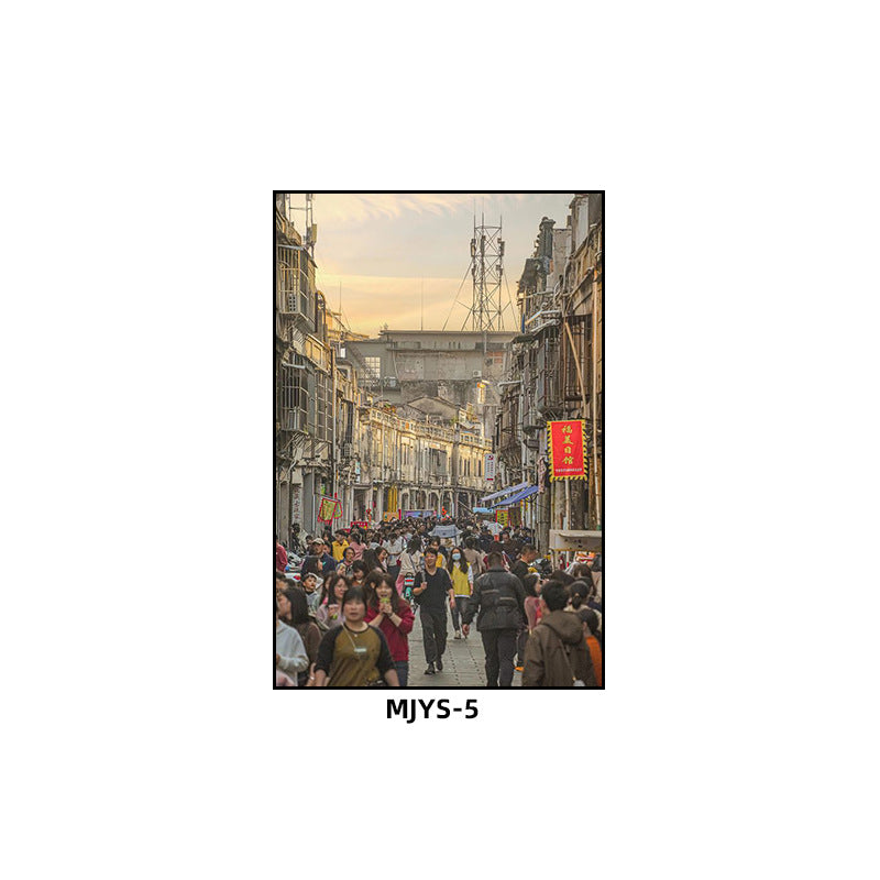 Jieyang ancient city architectural landscape hanging painting hotel box wall decoration painting hot pot restaurant restaurant characteristic cultural tourism mural