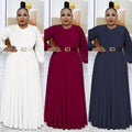 fashionelegantwork clothinghigh waistslimming look african plus size women's clothingloosepure colordress comes with belt