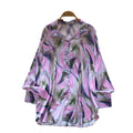 French chic print blouse - women's long sleeve, relaxed fit, open front cardigan - versatile & slimming top for work & casual wear - autumn  collection - effortless style