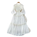 Frenchretro lantern sleeve pleateddress women's waist slimming lookk-style a-line long skirt lady style layered long skirt