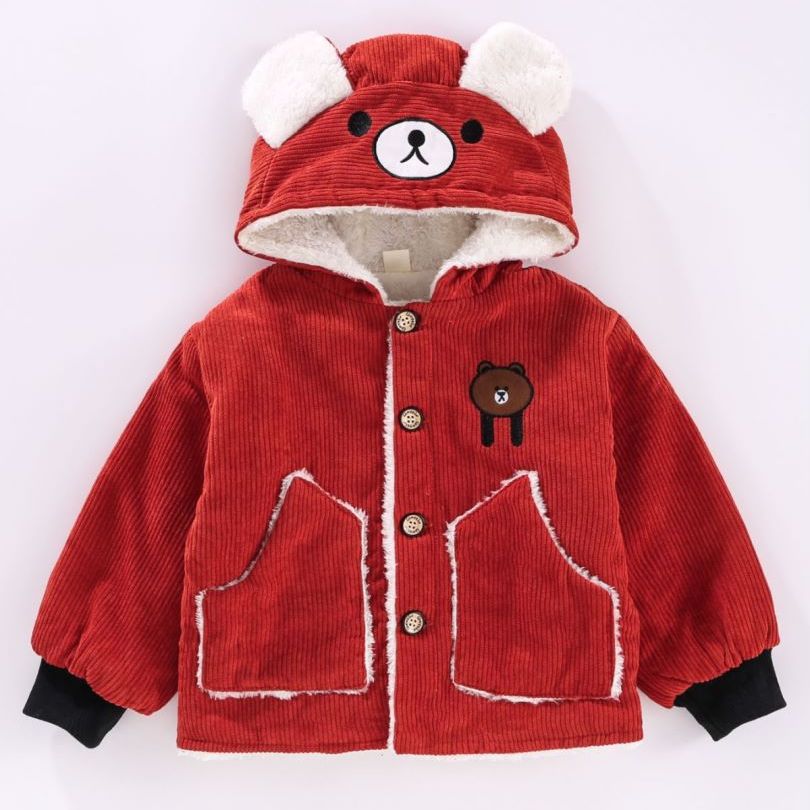 New arrival kidsoutwearkids style thickened windbreaker kids corduroy outwearfall and winter wear boys