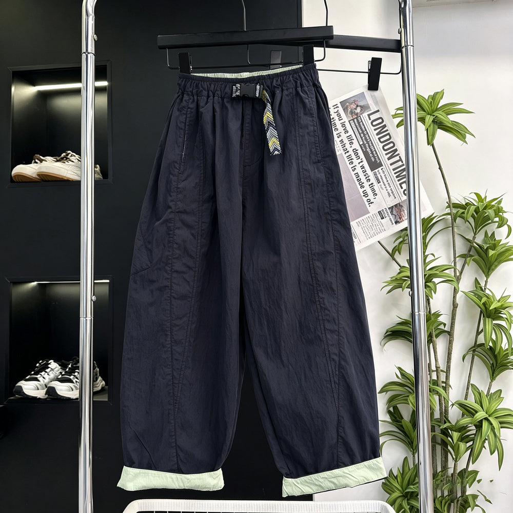 Kids' summer pants: lightweight ice silk breathable casual pants for boys and girls, versatile quick-dry summer outfits for mid-to-large children, matching family sets available