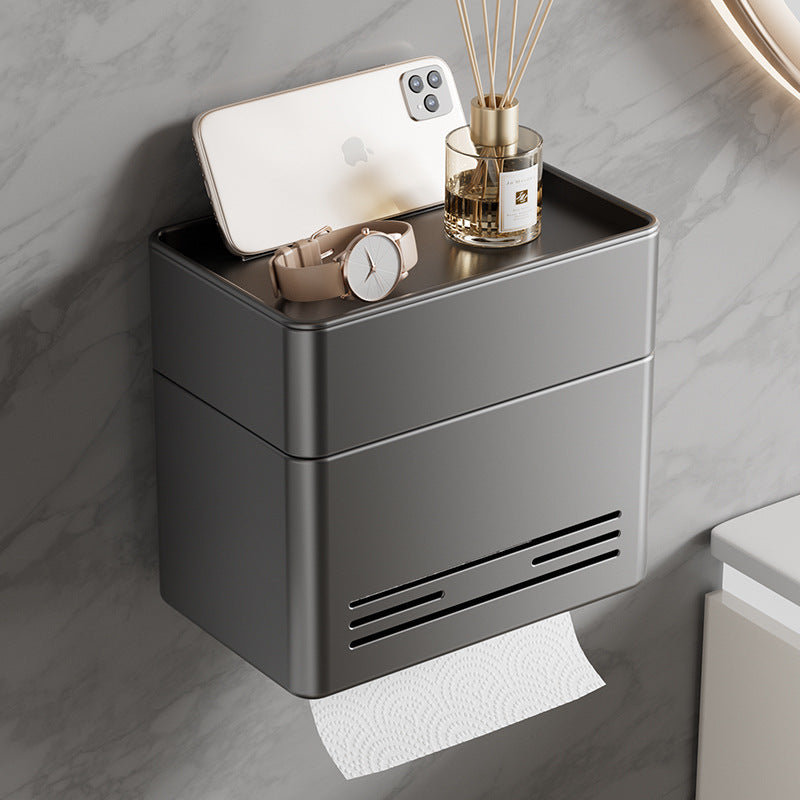 Gun Ash Toilet Tissue Box No Punching Waterproof Wall Mounted Toilet Roll Paper Drawing Toilet Paper Toilet Paper Shelf