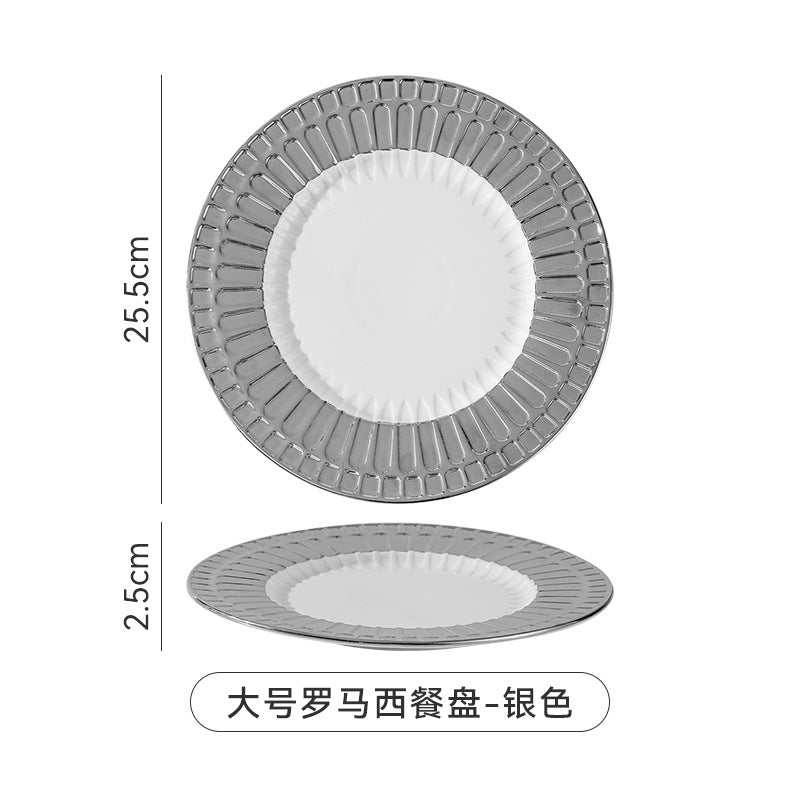 Insaccessible luxury ceramic western food plate scandinavian relief restaurant for home steak plate fruit dessert plate model room plate