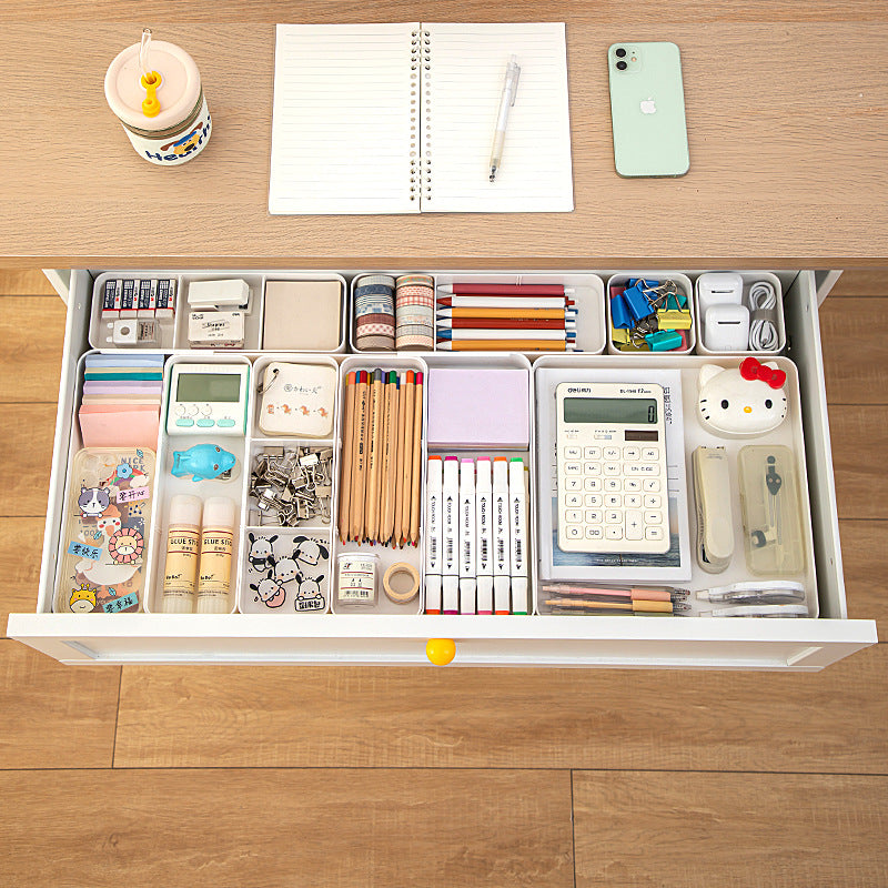 Multifunctional Square Storage Box Grid Plastic Retractable Storage Box Desktop Drawer Storage Stationery Storage Box