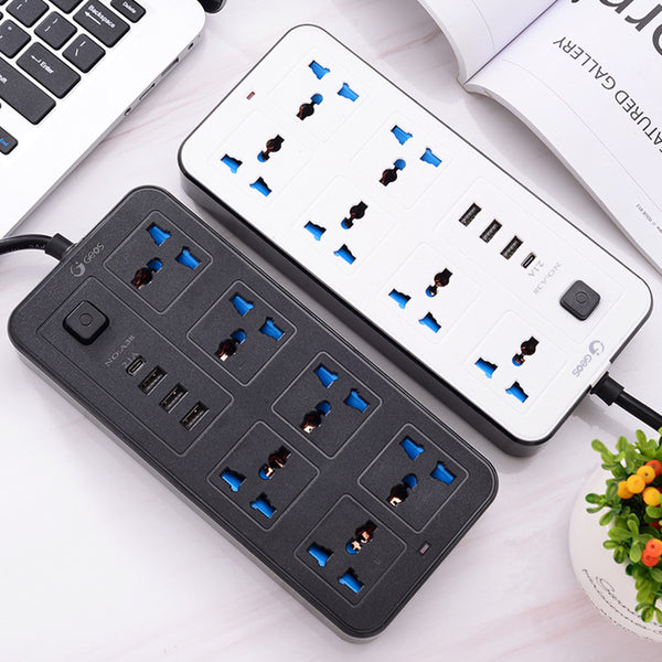 Jishun power strip 6 hole plug board universal hole plug 2m US standard European standard plug board with cable socket  USB plug