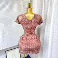 summer new arrival: stretch mesh mini dress - v-neck, sexy, bodycon, and figure-hugging