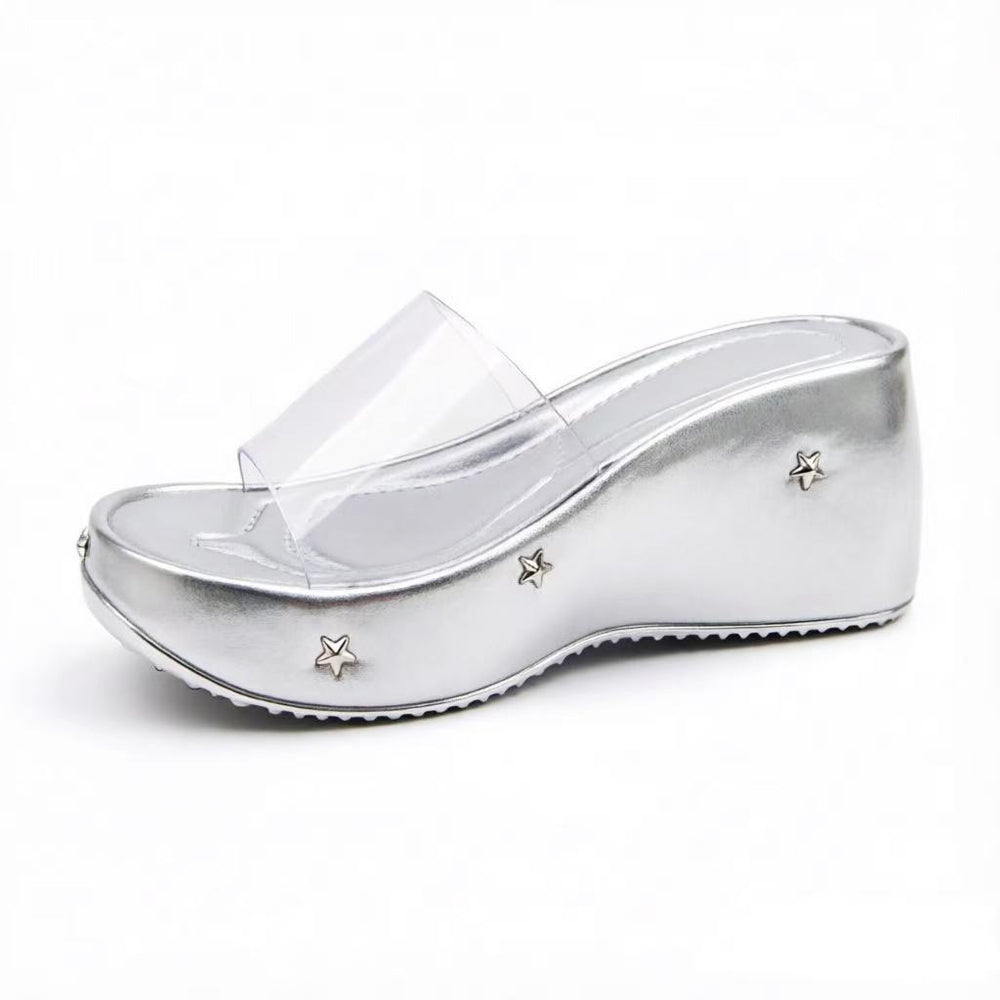 8cm thick sole wedge sandals women's outwearsummernew arrival high heels women's beach platform bottomeva breathable sandals