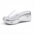 8cm thick sole wedge sandals women's outwearsummernew arrival high heels women's beach platform bottomeva breathable sandals