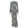 Fashion styleexportfashion leopard print women's silmprintinglong hip skirt round neck long sleeves socialite thin dress