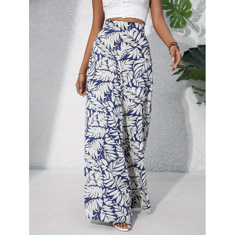 Shipped:  hot-selling european and american cross-border printed casual high-waisted wide-leg pants for independent e-commerce stores