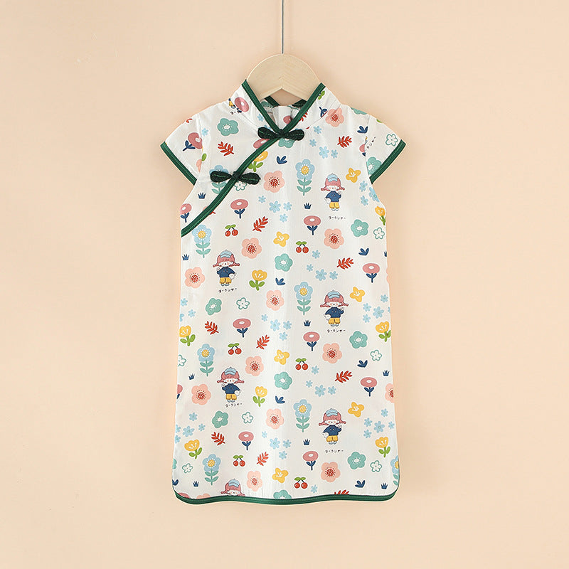 Girls' cheongsam dress, children's hanfu, modernized tang suit, ethnic children's clothing, cheongsam for little and big girls, princess dress for spring and summer