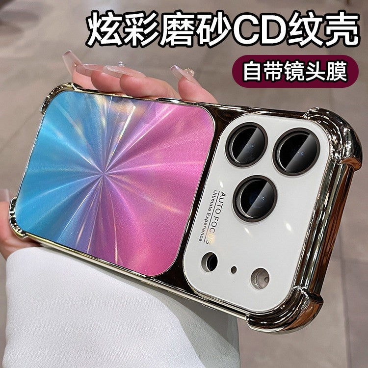 Dazzling laser cd pattern aurora large window case for iphone 16 pro max - instantly upgrade to iphone 17 style, also compatible with iphone 14