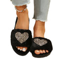 Fall and winternew arrivalfleece-linedthickened fur slippers for women, peach heart indoor and outdoor thick sole home confinement open cotton slippers for women