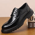Genuine leather men's formal dress shoes - business, british style, chunky sole, casual, work, wedding, groom shoes 2401-1