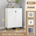 Steel shoe cabinet for home, shoe rack for entryway, hallway organizer with door and lock, minimalist large capacity faux stone shoe cabinet