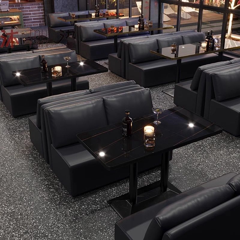 Bar booth sofa barbecue milk tea shop camping style qing bar music restaurant bar tavern cafe table and chair combination