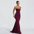 Amazon  summer new arrival: elegant solid color sleeveless bandeau maxi dress with tie-up back and figure-hugging design