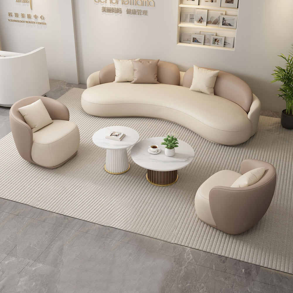 Hotel lobby cream style sofa booth vip club showroom lobby sales office reception cat scratching leather sofa