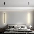 Minimalist linear pendant light - bedroom bedside, living room background wall, simple modern led suspension lamp, hotel chandelier