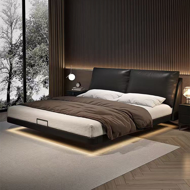 Italian normcore suspended bed modern casual leather bed master bedroom popular bed soft bed with backrest down leather bed