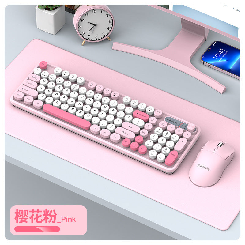 Viper wk300 dual-mode wireless bluetooth keyboard and mouse combo - punk keycaps - desktop pc laptop keyboard for women
