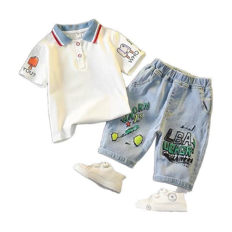 Kids' short-sleeve set:  summer new arrivals - stylish two-piece activewear for boys and girls. wholesale children's clothing