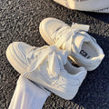 White shoes women's 2026 spring & fall new platform canvas sneakers - creamy, unique, and versatile casual skate shoes
