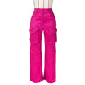 e-commerce source of goods fashionfashioncasual women's pure color multi-flap pocket pantsworkwearpants