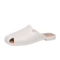 New open-toe solid color mules - summer women's fashionable half-wrap sandals - flat slippers for outdoor wear