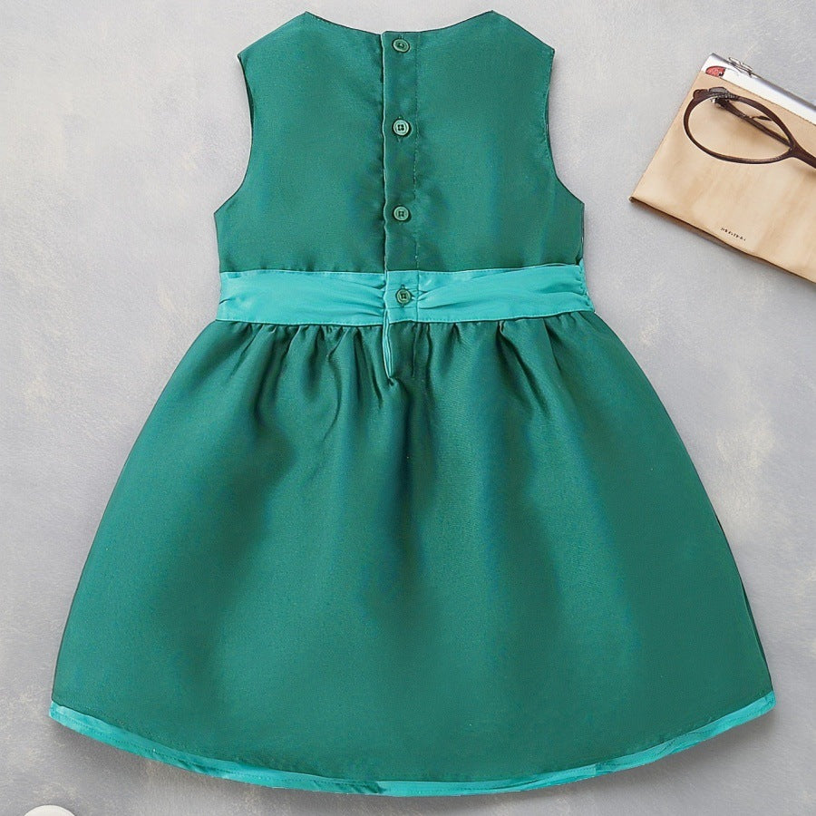 Original overstock: mamapapas - premium british brand - baby & toddler dress, princess style, summer bow detail, green