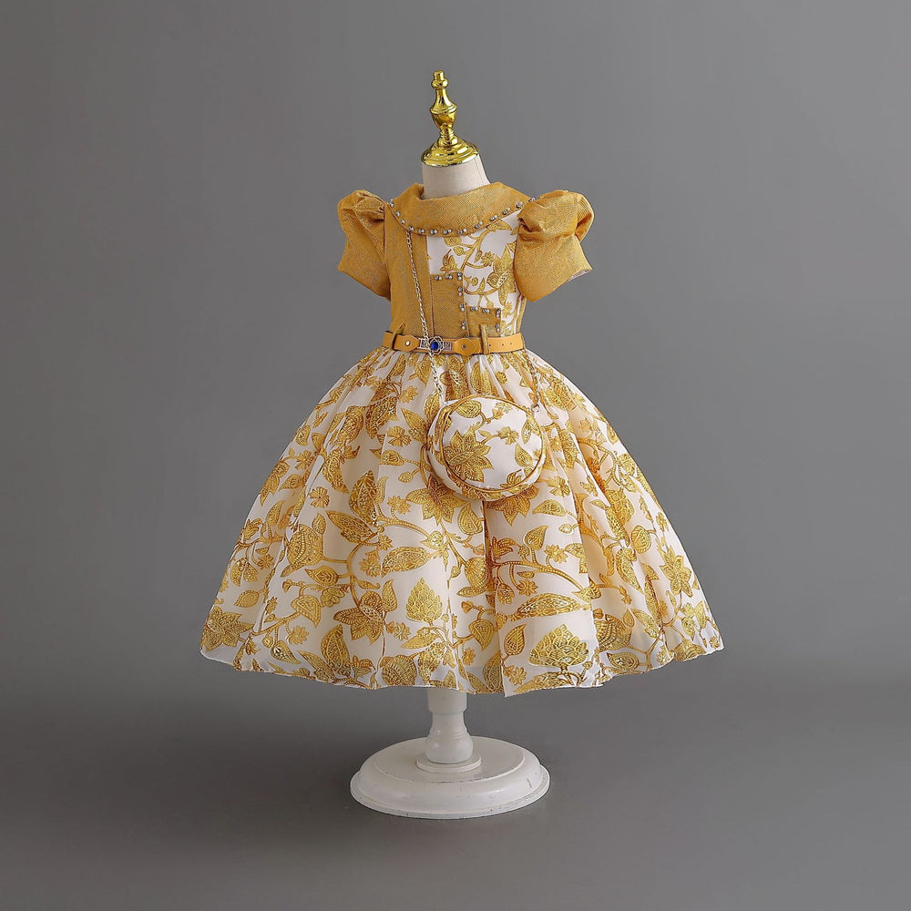 wholesale of ready-to-ship children's formal dresses, chiffon princess dresses with matching bags, girls' dresses