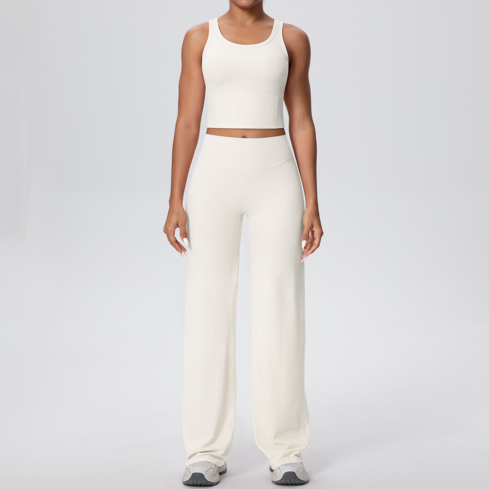 Naked feeling sports beautiful back yoga suit suit high waist silm hip straight-leg pants outdoor running quick-drying fitness suit