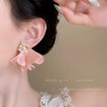 Spring floral chiffon mesh blue flower earrings - ethereal, sweet, and dopamine-boosting studs for women
