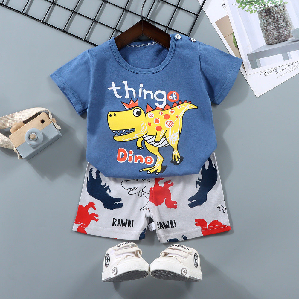 Kids' short-sleeve set: 100% cotton boys' t-shirt & baby summer outfit - girls' shorts, infant clothing, wholesale summer apparel