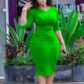 D384 independent station african plus size women's summer short sleeve round neck elegant office dress pencil skirt